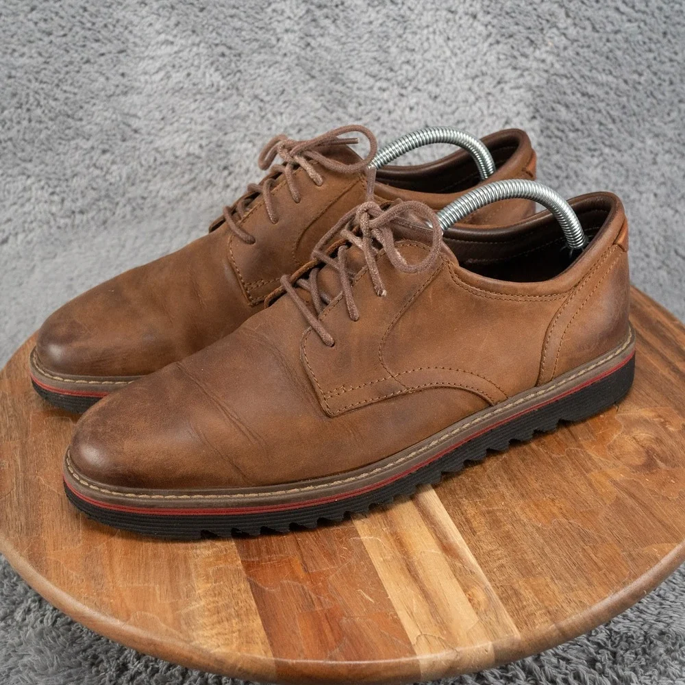 Johnston & Murphy Mens 9 M Plain Toe Shoes Brown Leather 25-6520